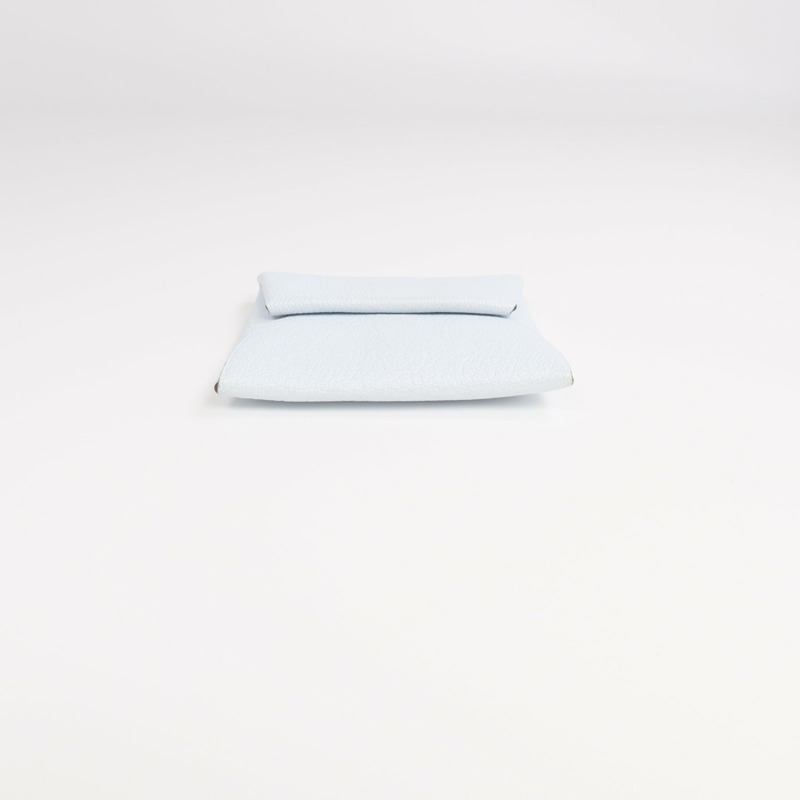 HERMES Chevre皮革Bastia銀扣零錢包Bleu Brume/Cuivre-5
