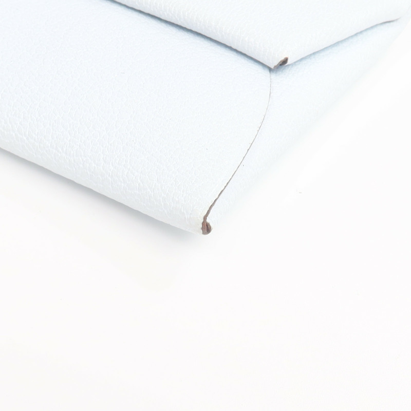 HERMES Chevre皮革Bastia銀扣零錢包Bleu Brume/Cuivre-6