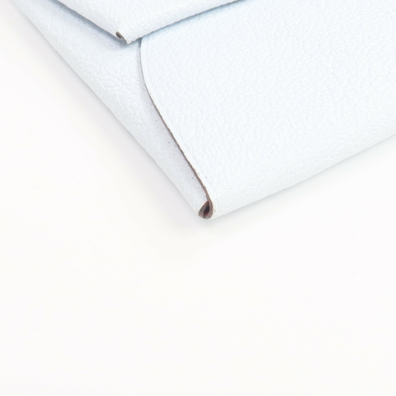 HERMES Chevre皮革Bastia銀扣零錢包Bleu Brume/Cuivre-7