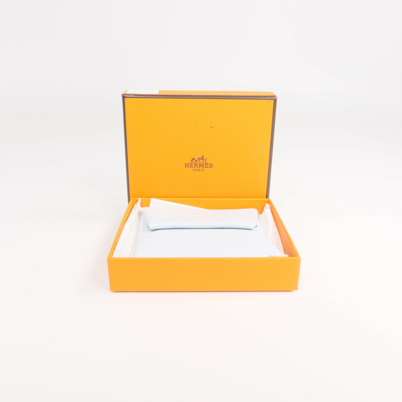 HERMES Chevre皮革Bastia銀扣零錢包Bleu Brume/Cuivre-13