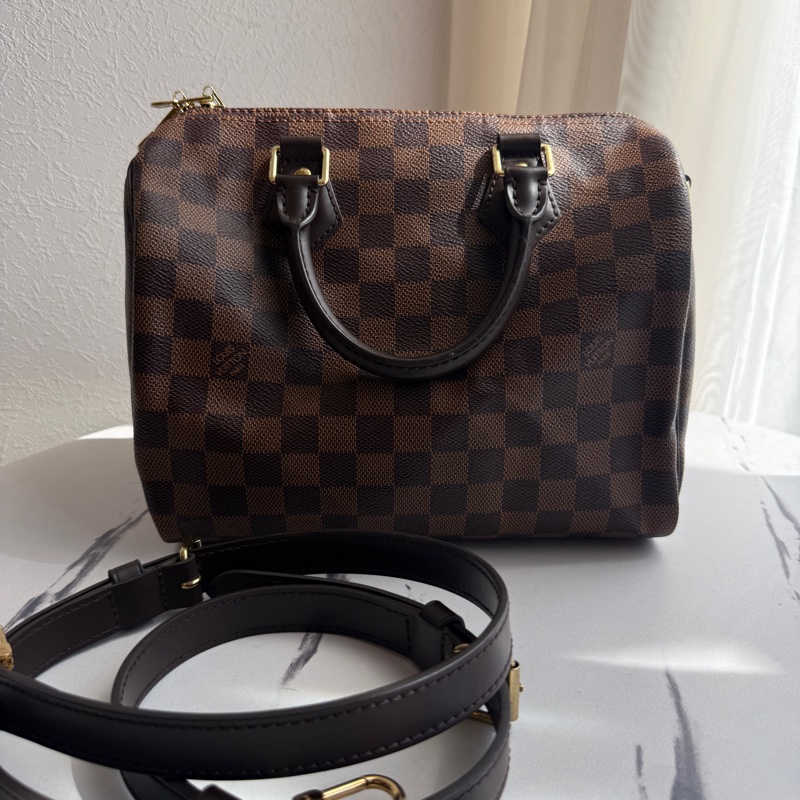 Lv speedy 25 卡棋盤波士頓包有背帶-0