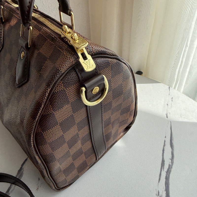 Lv speedy 25 卡棋盤波士頓包有背帶-2