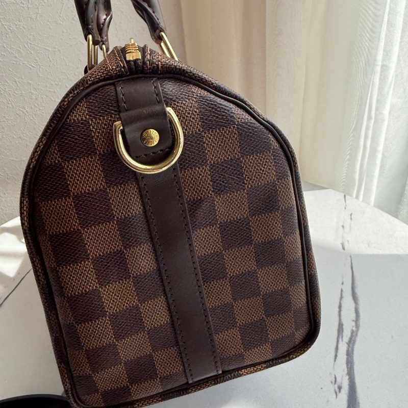 Lv speedy 25 卡棋盤波士頓包有背帶-4