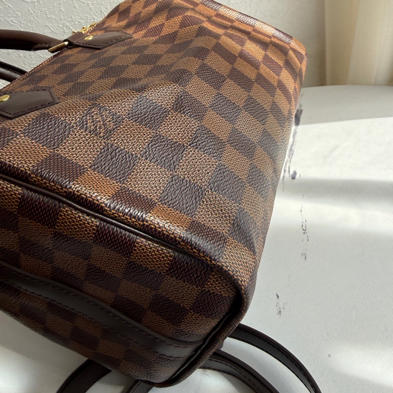 Lv speedy 25 卡棋盤波士頓包有背帶-5