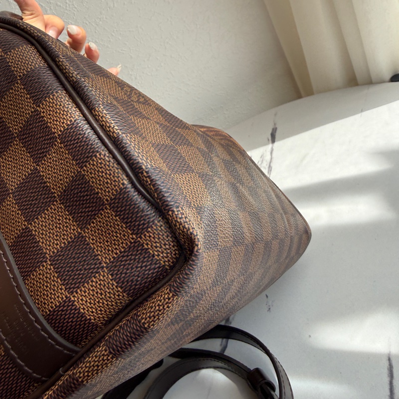 Lv speedy 25 卡棋盤波士頓包有背帶-7