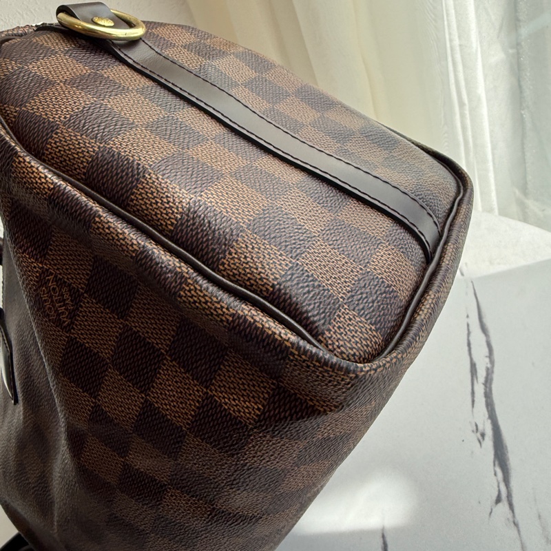 Lv speedy 25 卡棋盤波士頓包有背帶-8