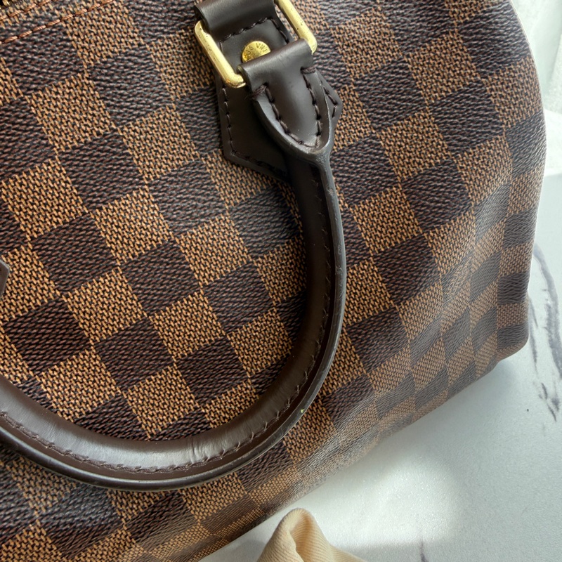 Lv speedy 25 卡棋盤波士頓包有背帶-13
