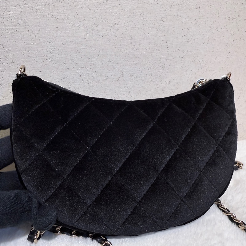 Chanel✨絲絨月亮包彎月包鏈條包-4