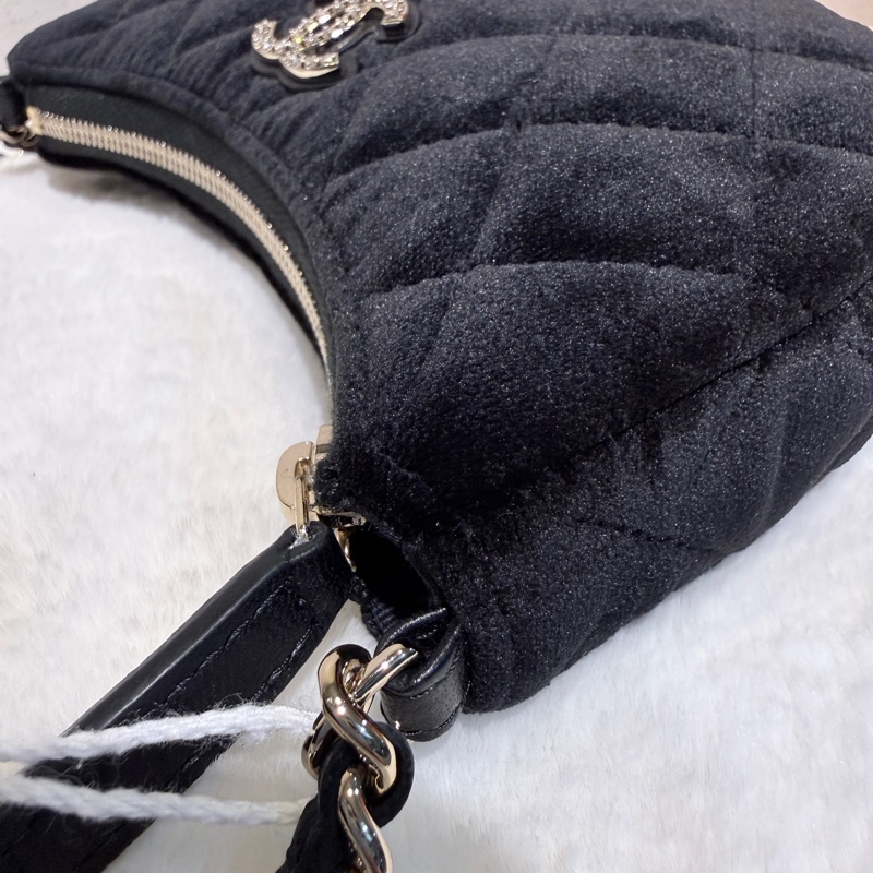 Chanel✨絲絨月亮包彎月包鏈條包-12