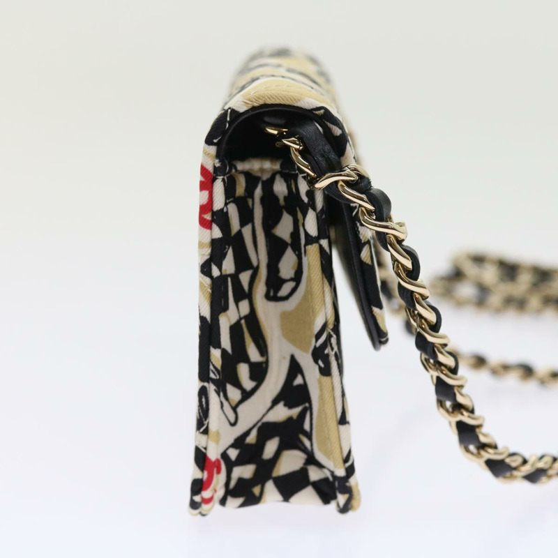 【日本直送】香奈兒迷你絎縫肩背包，帆布材質，米色/黑色，CC標誌，正品編號55538V-3