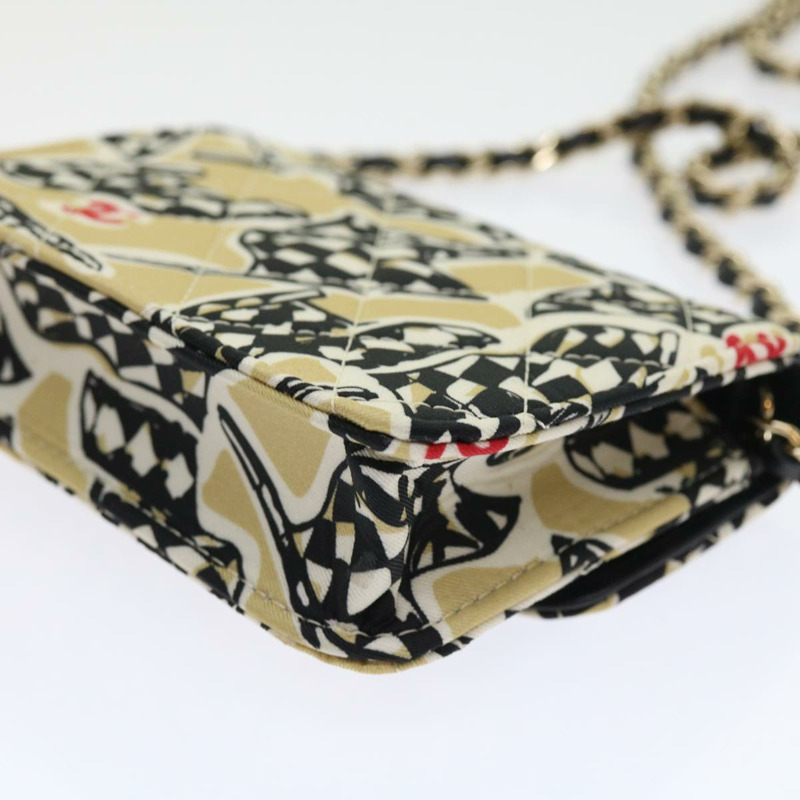 【日本直送】香奈兒迷你絎縫肩背包，帆布材質，米色/黑色，CC標誌，正品編號55538V-16