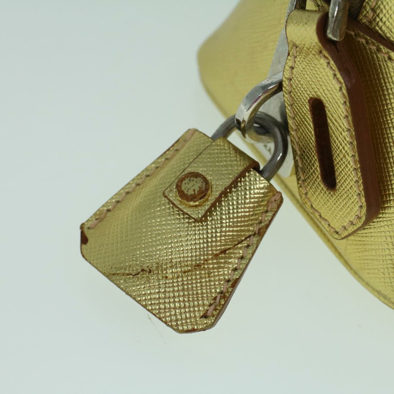 【日本直送】PRADA 手提包 Safiano 皮革 金色 Auth 60231V-8