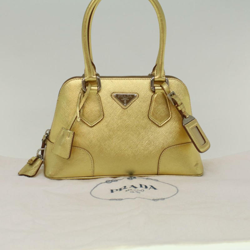 【日本直送】PRADA 手提包 Safiano 皮革 金色 Auth 60231V-11
