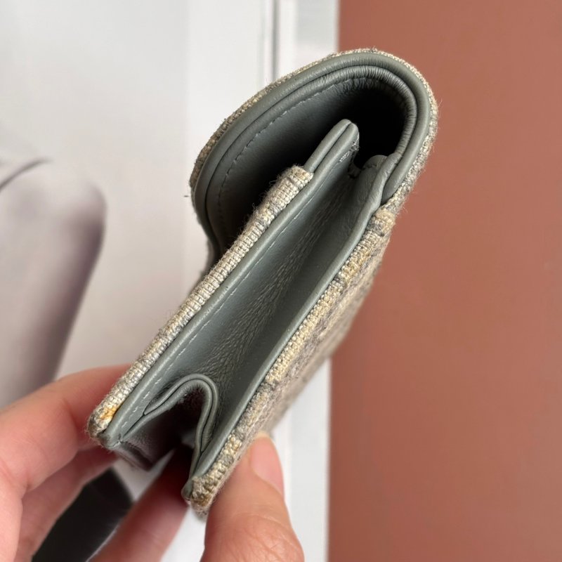 ::Christian Dior:: Dior Saddle Bloom 卡夾灰色Dior Oblique 緹花零錢包 卡包-3