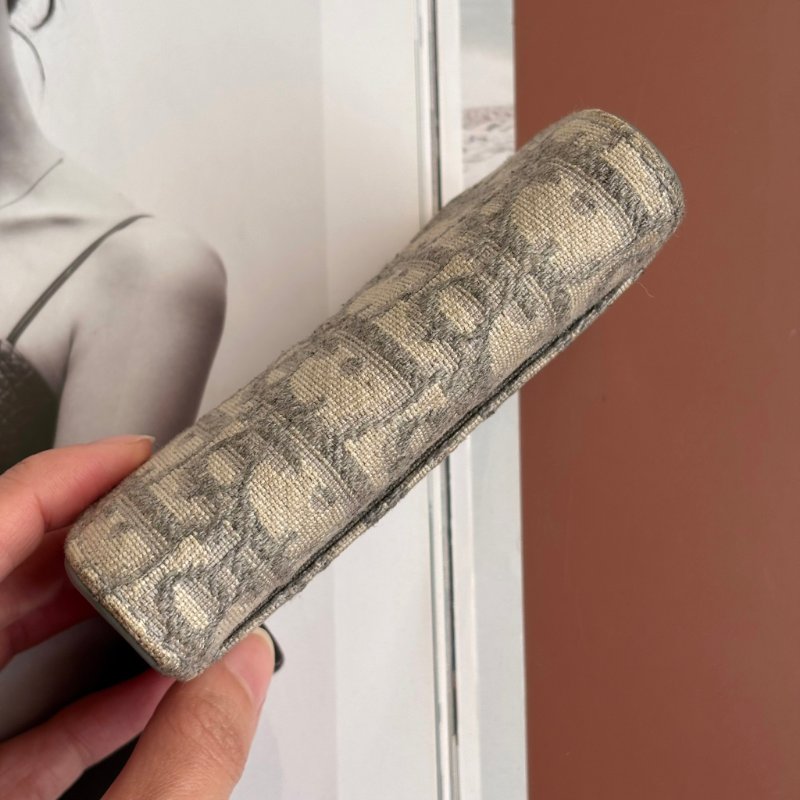 ::Christian Dior:: Dior Saddle Bloom 卡夾灰色Dior Oblique 緹花零錢包 卡包-5