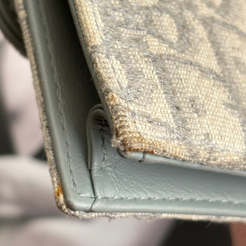 ::Christian Dior:: Dior Saddle Bloom 卡夾灰色Dior Oblique 緹花零錢包 卡包-9