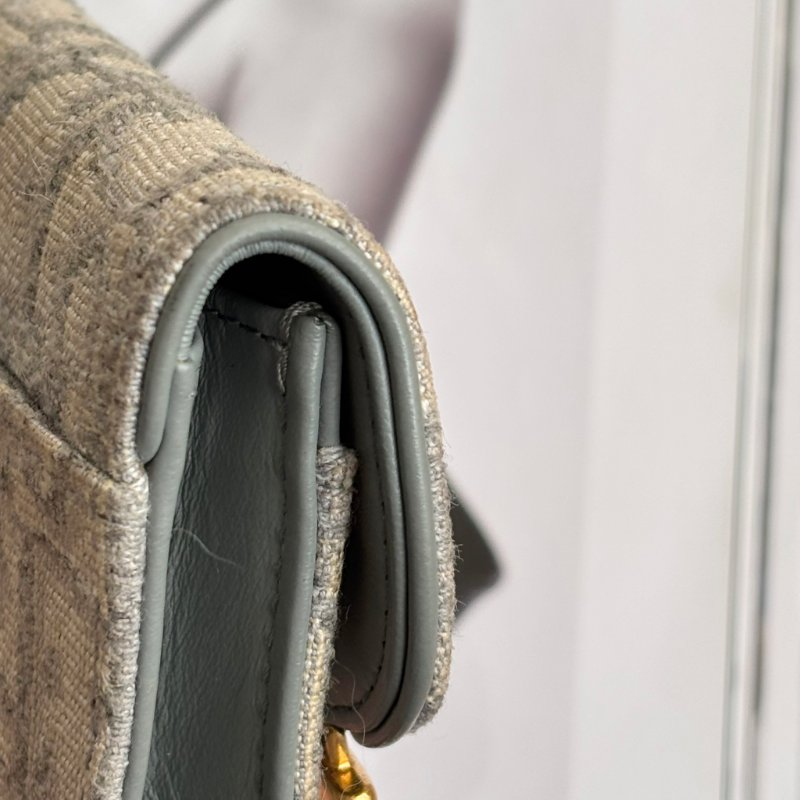 ::Christian Dior:: Dior Saddle Bloom 卡夾灰色Dior Oblique 緹花零錢包 卡包-11