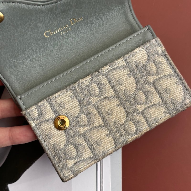 ::Christian Dior:: Dior Saddle Bloom 卡夾灰色Dior Oblique 緹花零錢包 卡包-15