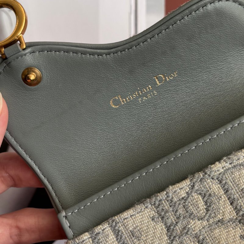 ::Christian Dior:: Dior Saddle Bloom 卡夾灰色Dior Oblique 緹花零錢包 卡包-16