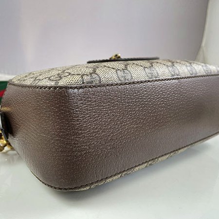 ＊奢華大道國際精品＊【G1827】GUCCI咖啡色 PVC 綠紅綠織帶虎頭相機包 476466-4