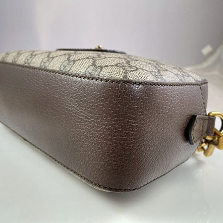 ＊奢華大道國際精品＊【G1827】GUCCI咖啡色 PVC 綠紅綠織帶虎頭相機包 476466-5