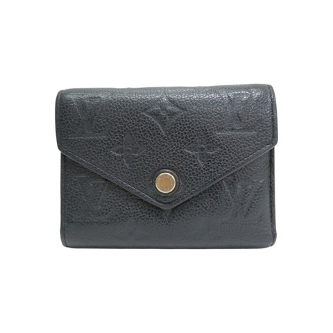 黑色 原花壓紋 牛皮 Victorine 三折短夾【LOUIS VUITTON LV 路易威登】 M64060