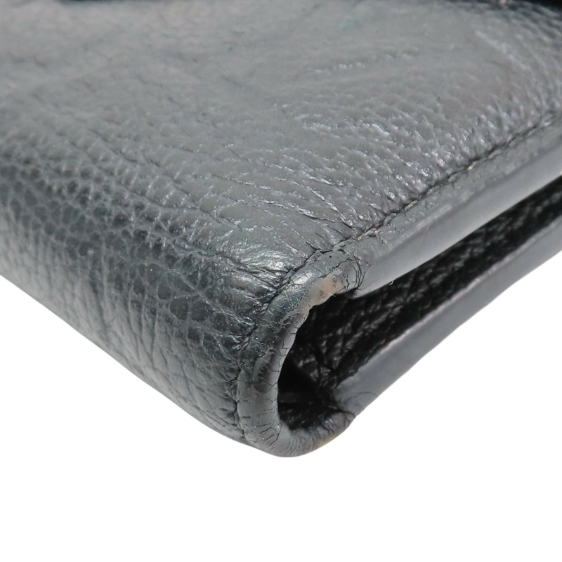 黑色 原花壓紋 牛皮 Victorine 三折短夾【LOUIS VUITTON LV 路易威登】 M64060-8