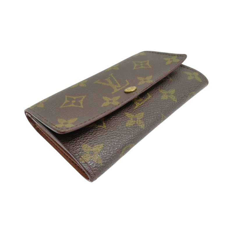 棕色 原花帆布 Tresor 扣式中夾【LOUIS VUITTON LV 路易威登】 M61735-2