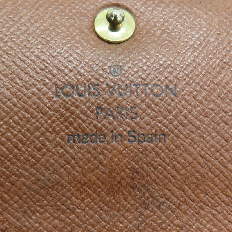 棕色 原花帆布 Tresor 扣式中夾【LOUIS VUITTON LV 路易威登】 M61735-6