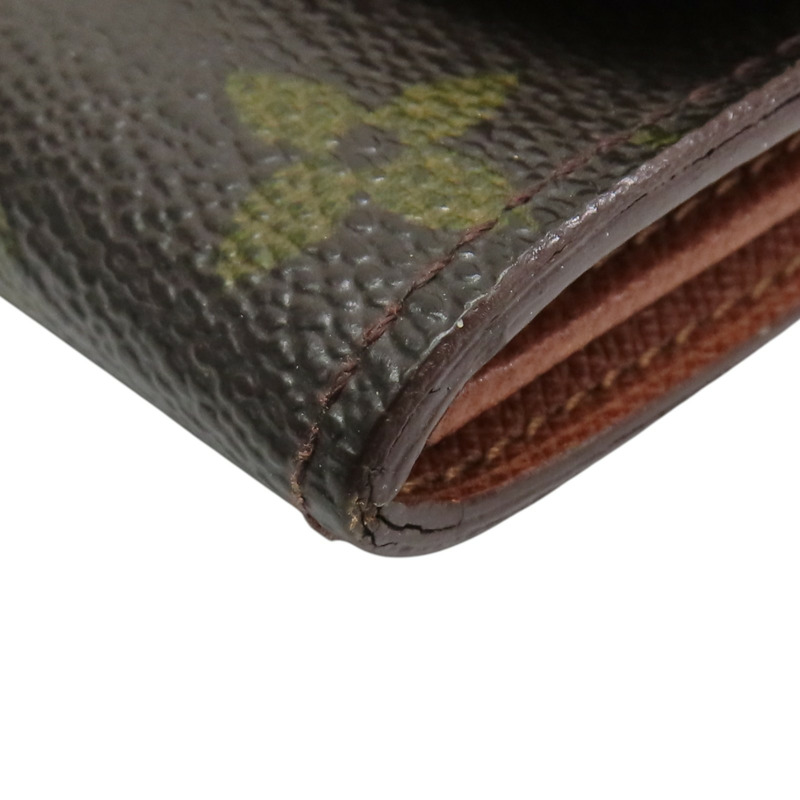 棕色 原花帆布 Tresor 扣式中夾【LOUIS VUITTON LV 路易威登】 M61735-9