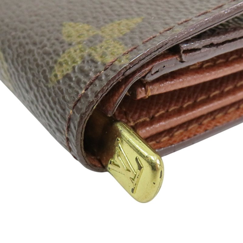 棕色 原花帆布 Tresor 扣式中夾【LOUIS VUITTON LV 路易威登】 M61735-11