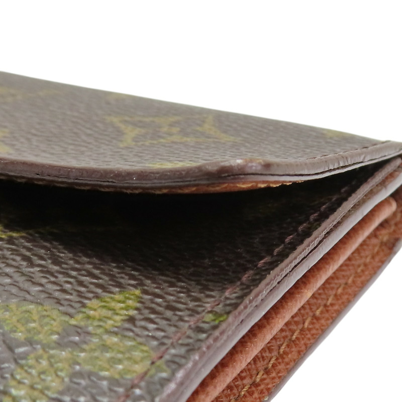 棕色 原花帆布 Tresor 扣式中夾【LOUIS VUITTON LV 路易威登】 M61735-14