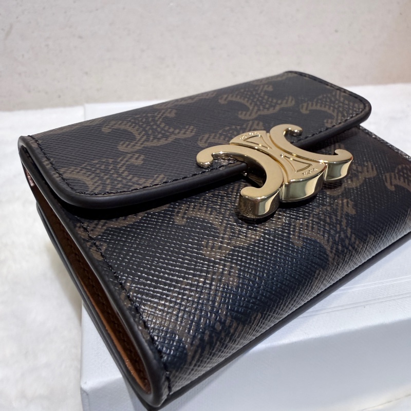 Celine✨可拆式TRIOMPHE標誌印花短款短夾錢包卡包 二合一-2