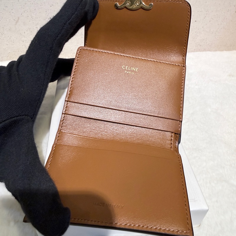 Celine✨可拆式TRIOMPHE標誌印花短款短夾錢包卡包 二合一-4