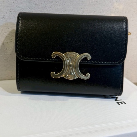 ✨Celine✨可拆式TRIOMPHE標誌印花短款短夾錢包卡包 二合一