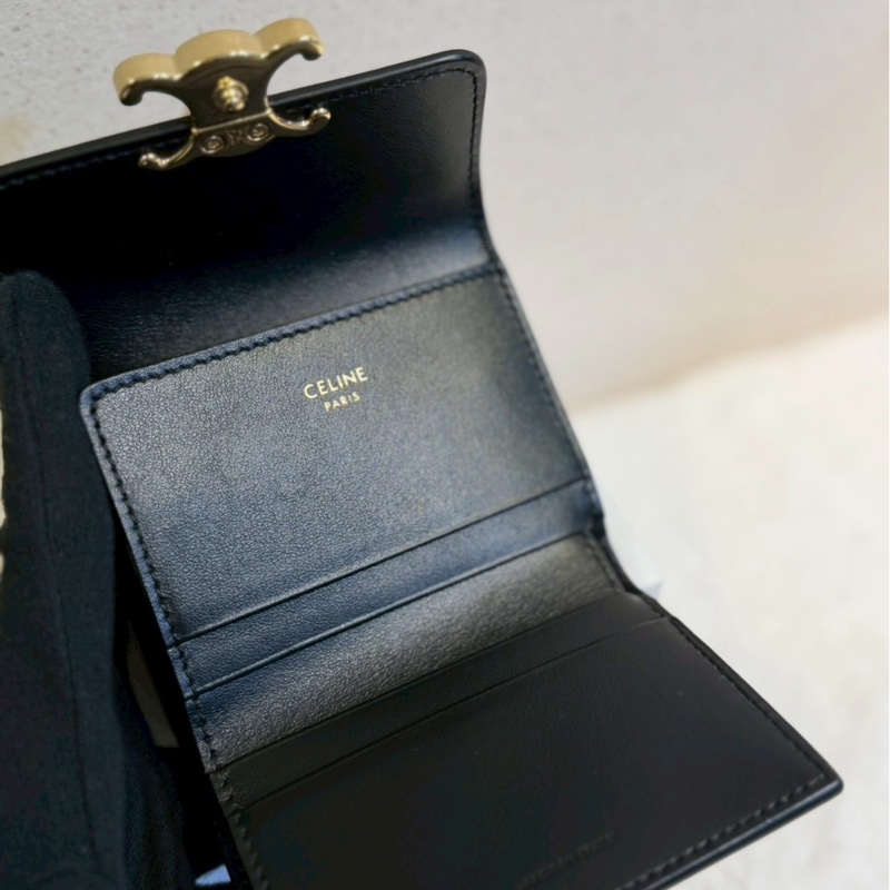 ✨Celine✨可拆式TRIOMPHE標誌印花短款短夾錢包卡包 二合一-4