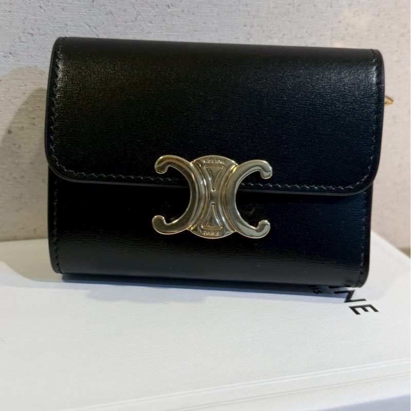 ✨Celine✨可拆式TRIOMPHE標誌印花短款短夾錢包卡包 二合一-6