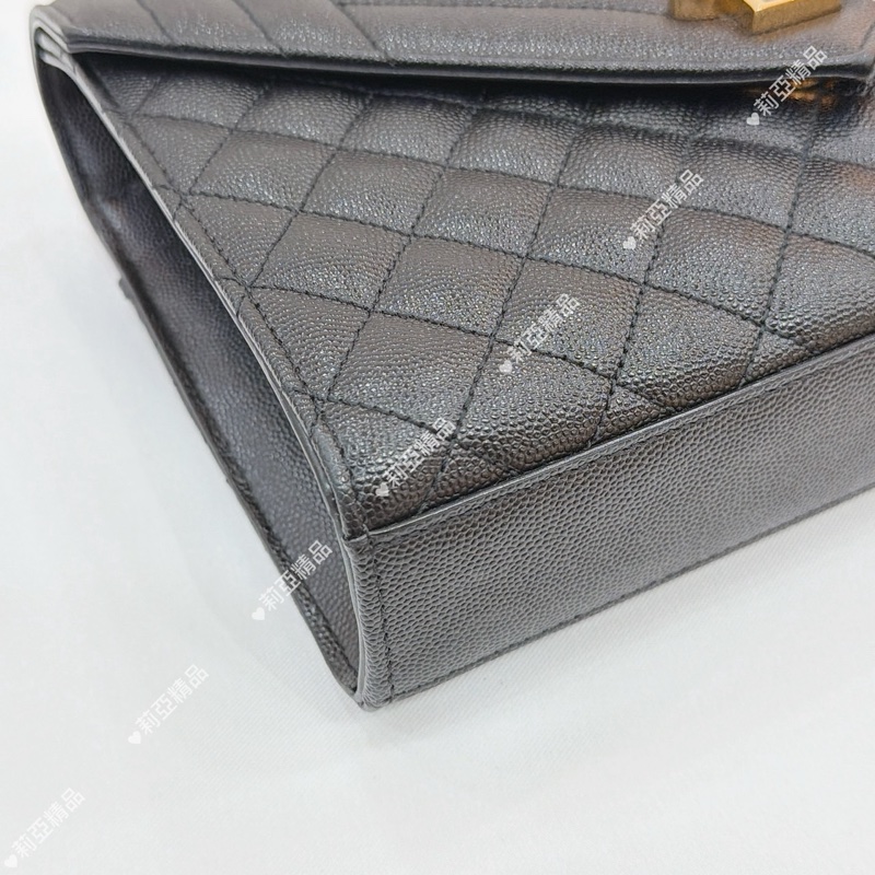 莉亞精品♡ Ysl 黑金信封包 中號 二手美包-4