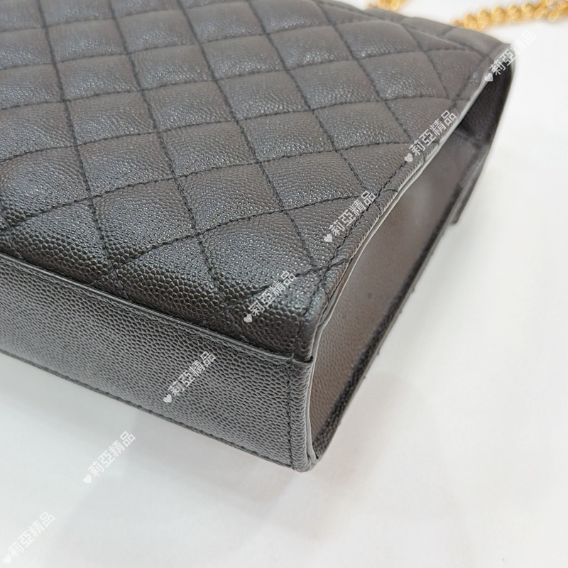 莉亞精品♡ Ysl 黑金信封包 中號 二手美包-8