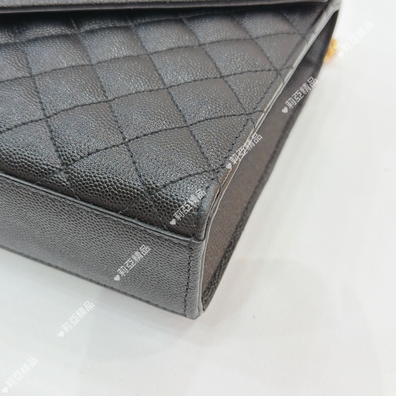 莉亞精品♡ Ysl 黑金信封包 中號 二手美包-9