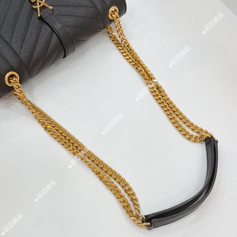 莉亞精品♡ Ysl 黑金信封包 中號 二手美包-11