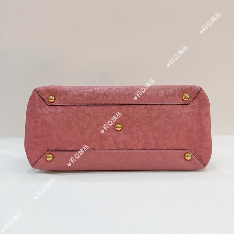 莉亞精品♡ Burberry 格紋桃紅托特包 二手美包-8