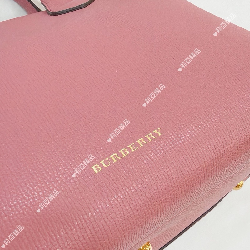 莉亞精品♡ Burberry 格紋桃紅托特包 二手美包-13
