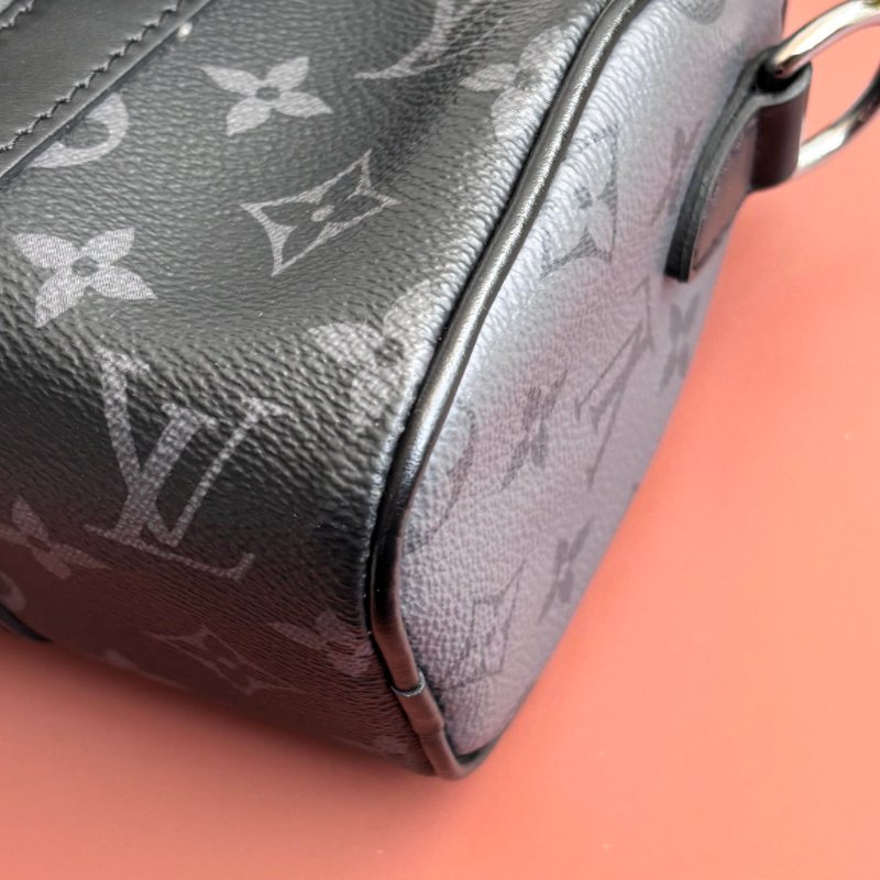 絕版 ::LOUIS VUITTON:: M45947 LV Keepall Bandoulière 20 黑色花紋手提斜背包-5