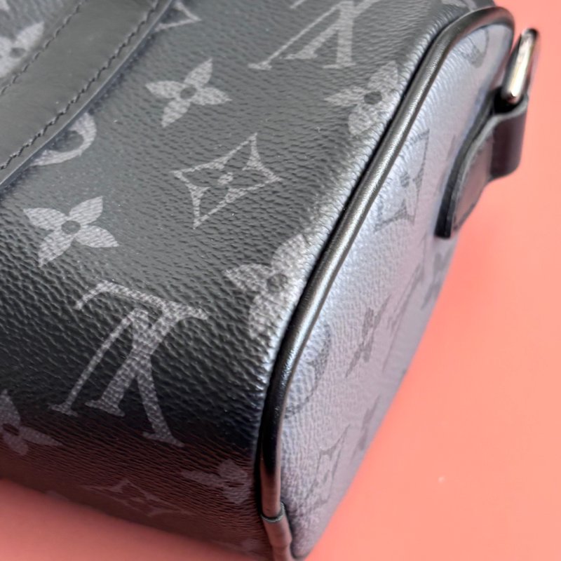 絕版 ::LOUIS VUITTON:: M45947 LV Keepall Bandoulière 20 黑色花紋手提斜背包-7