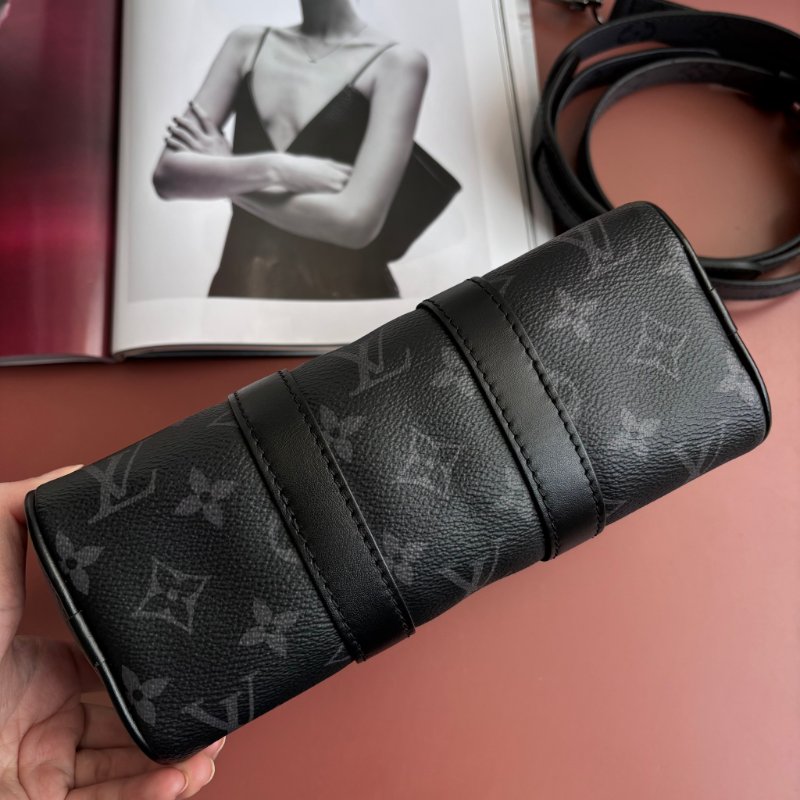 絕版 ::LOUIS VUITTON:: M45947 LV Keepall Bandoulière 20 黑色花紋手提斜背包-13