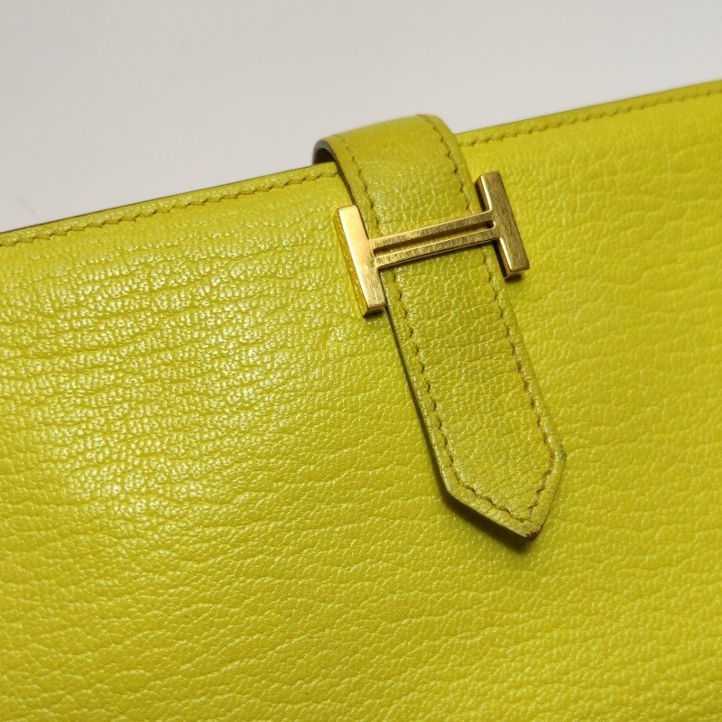 Hermes Bearn小號羊皮純色標誌H袢帶皮夾-9