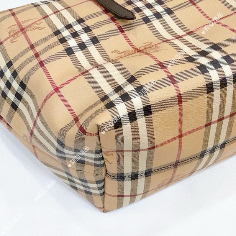 莉亞精品♡ Burberry 格紋拉鍊托特包 二手美包-9