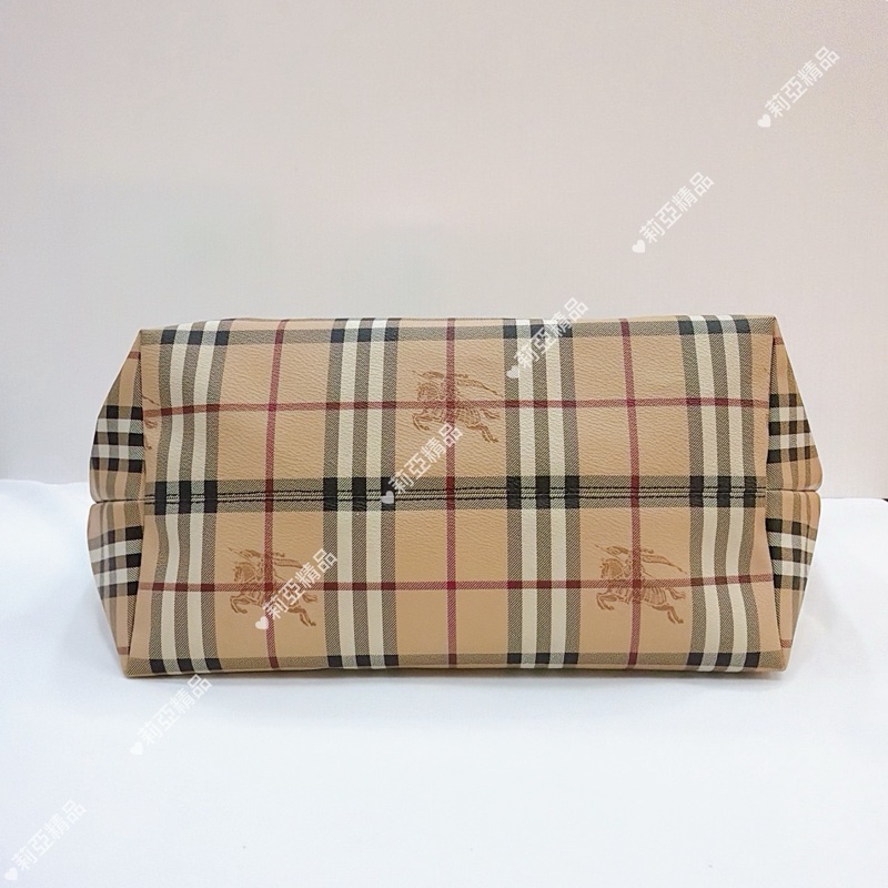 莉亞精品♡ Burberry 格紋拉鍊托特包 二手美包-11