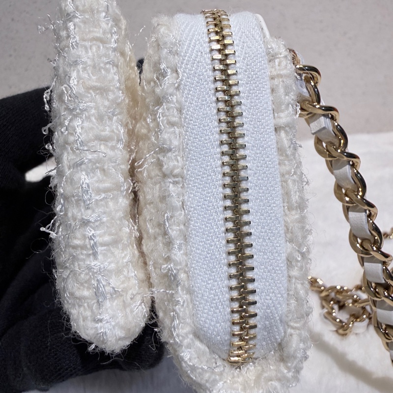 Chanel✨2023A白金毛呢蝴蝶結卡包零錢包-7